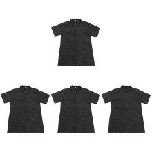 4Pcs Stylish Black Grooming Aprons Durable Workwear for Pet Shops