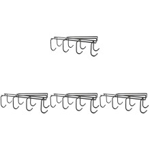 4Pcs Black Iron Cupboard Rack Holder Under Cabinet Mug Hooks Organizer