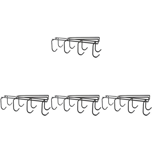 4Pcs Black Iron Cupboard Rack Holder Under Cabinet Mug Hooks Organizer