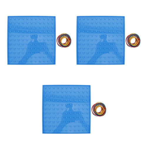 3Sets Math Learning Geoboard Toy Dual-Sided Plastic Pegboard for Kids