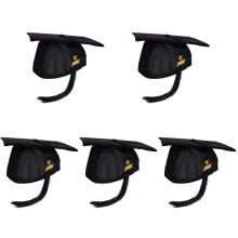 5Pcs Graduation Caps for Adults Black Polyester with Adjustable Tassel
