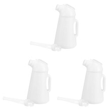 3Pcs Car Pump Oiler White Plastic Oil Bottle with Easy Pour Nozzle
