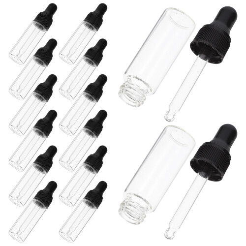 60Pcs Compact Black Sample Vial Bottles with Dropper Cap 1