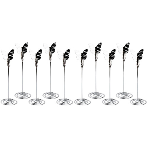 10Pcs Silver Menu Clips Spiral Base Photo and Table Number Holders