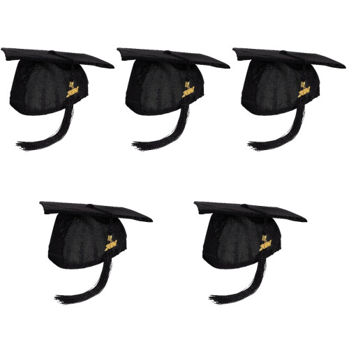 5Pcs Graduation Caps for Adults Black Polyester with Adjustable Tassel 2