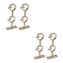 4Pcs Silver Alloy Double Curtain Rod Brackets Adjustable Corner Mounts