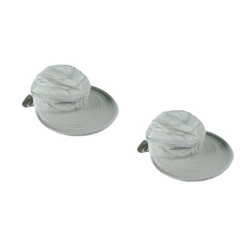 2Pcs Foldable Sun Hat for Women Grey Wide Brim Uv Protection Visor Cap