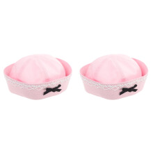 2Pcs Pink Cotton Sailor Caps Bowknot Hats for Women Casual Party