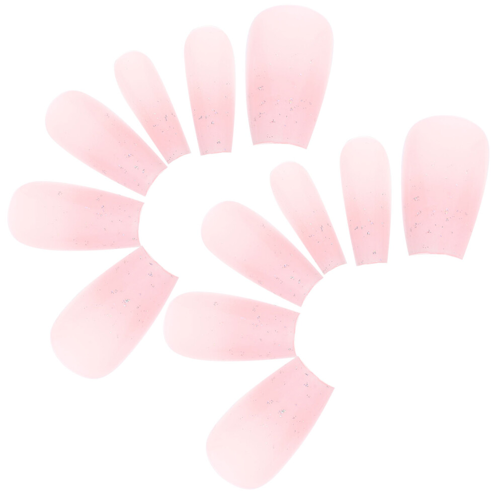 Villcase Pink 24Pcs Abs False Nail Tips Press On Nails For Women Manicure
