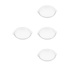 4Pcs Durable Glass Pie Plates for Baking Steaming Clear Snack Trays