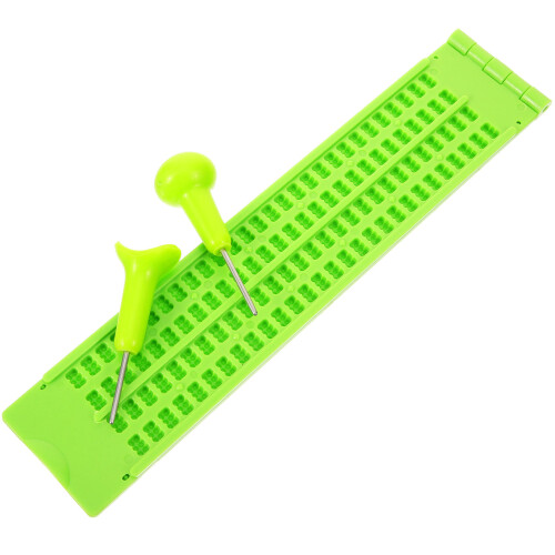 3Sets Sturdy Green Plastic Braille and Stylus for Easy Writing 1