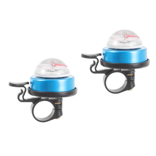 2Pcs Portable Sky-Blue Bike Bell Multi-Function Alloy Cycling Bell