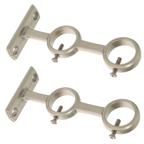 4Pcs Silver Alloy Double Curtain Rod Brackets Adjustable Corner Mounts 2