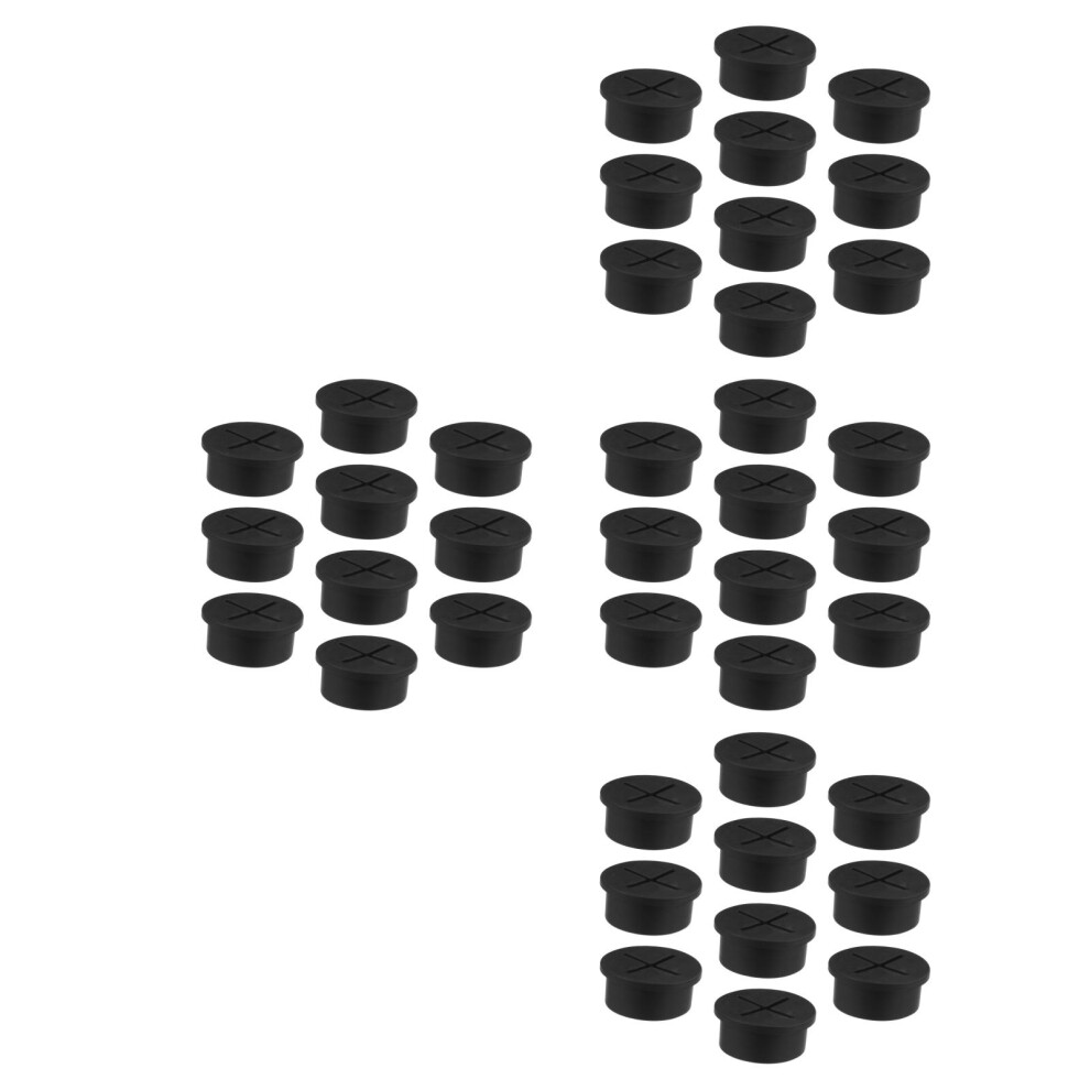 40Pcs Black Desk Grommet Wire Hole Plug For Cable Management 3713135311473