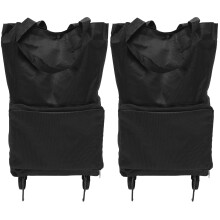 2Pcs Large Capacity Black Foldable Trolley Bags with Smooth Wheels