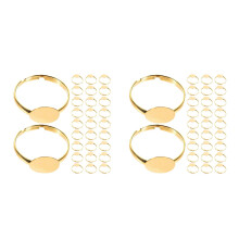 100Pcs Adjustable Golden Iron Ring Components for DIY Jewelry Supplies