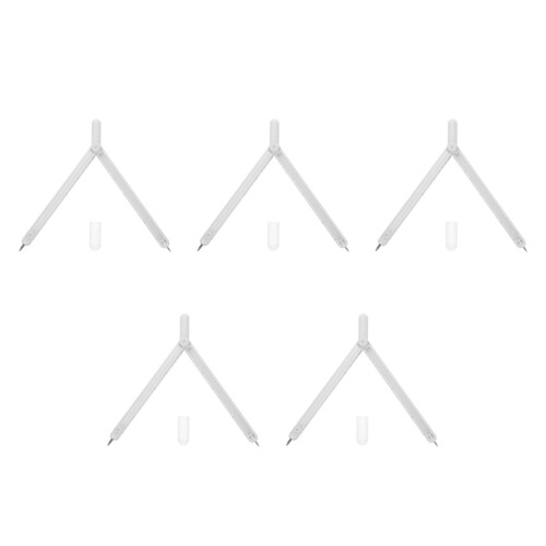 5Pcs White Metal Compass for Students Zinc Alloy Drawing and Math Tool