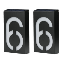2Pcs Solar Doorplate Light Black LED Number Door Light for Outdoor