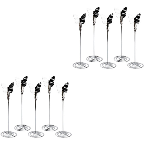 10Pcs Silver Menu Clips Spiral Base Photo and Table Number Holders 2