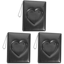 3Pcs Black Portable Heart Photo Album Small Photocard Holder Scrapbook
