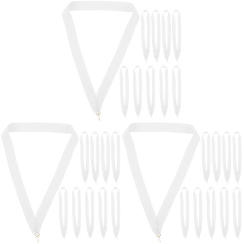 30Pcs Multi-Function White Medal Neck Lanyards for Sports and Parties