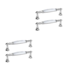 4Pcs Durable Silver Crystal Cabinet Handles Glass Knobs for Home Decor