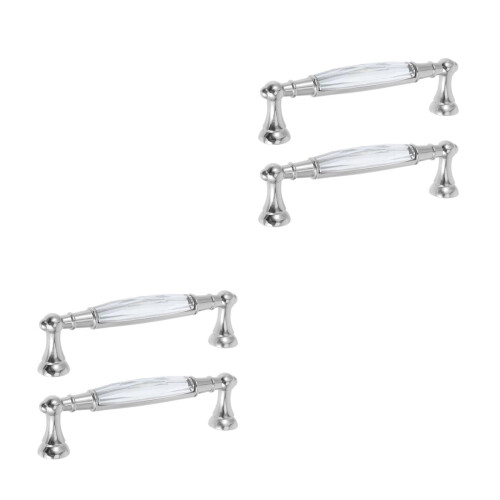4Pcs Durable Silver Crystal Cabinet Handles Glass Knobs for Home Decor