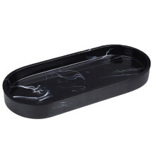 3Pcs Black Marble Texture Resin Tray Sturdy Bathroom Storage Tray