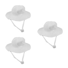 3Pcs Baby White Cotton Bucket Hat Adjustable Wide Brim Sun Protection