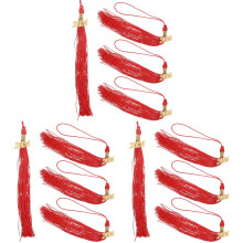 12Pcs DIY Red Graduation Tassels Metal & Polyester Cap Decor for 2024
