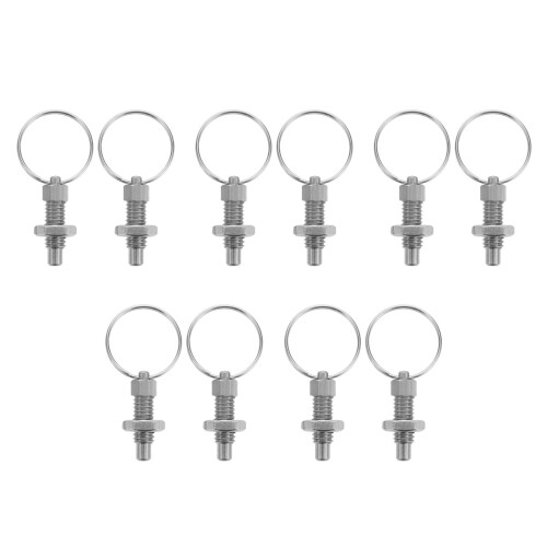 5Pcs Industrial Stainless Steel Indexing Plunger with Pull Ring Silver