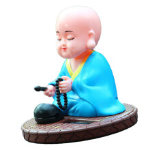 Little Monk Solar Buddha Ornament for Car Dashboard & Home - Blue 120g
