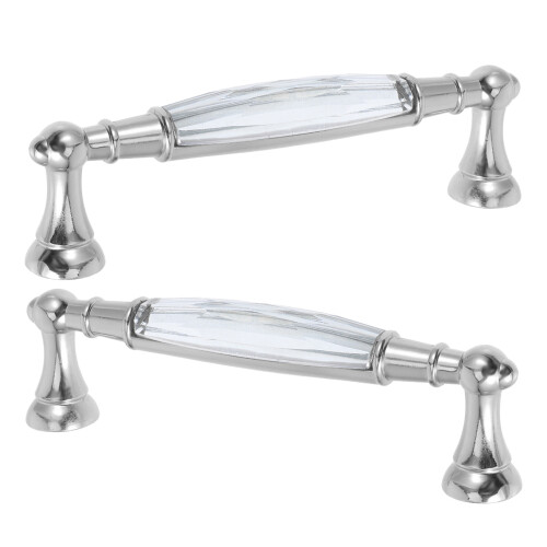 4Pcs Durable Silver Crystal Cabinet Handles Glass Knobs for Home Decor 2