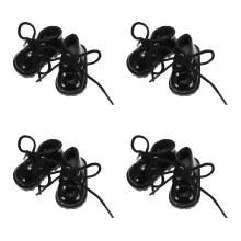 4Pairs Miniature Black Doll Shoes Wear-Resistant for Home Decoration