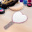 2Pcs Compact Pink Heart Hand Mirror ABS Rhinestone Handbag Mirror 9
