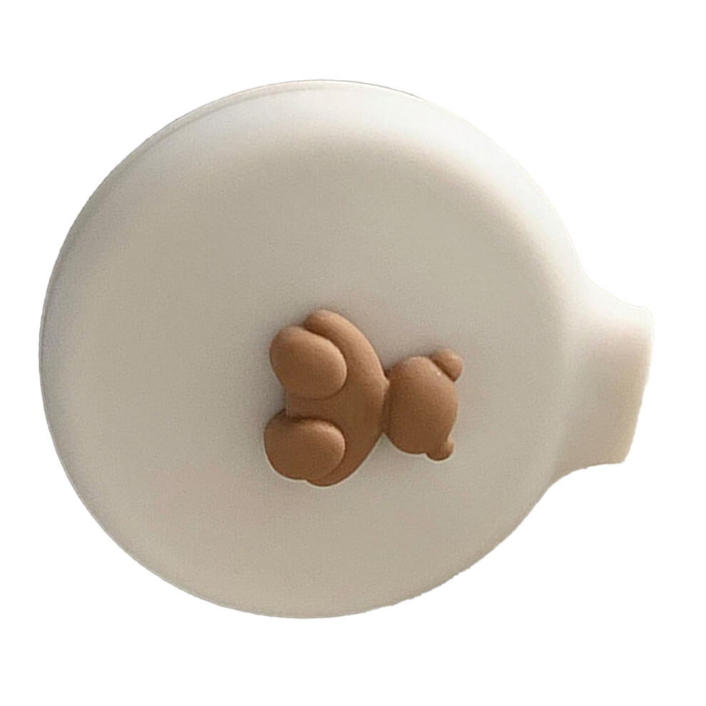 White Round Bear Decor Travel Cushion Hairbrush Folding Comb Abs