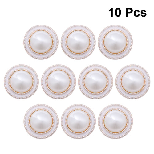 10Pcs Durable Round Pearl Buttons White for Jackets Clothes DIY Decor 2