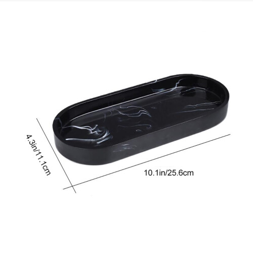 3Pcs Black Marble Texture Resin Tray Sturdy Bathroom Storage Tray 1