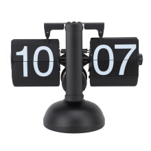 Battery Powered 24H Flip Clock 304 Stainless Steel Large Numbers All Black