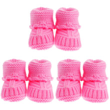 3Paare Handgestrickte Babyschuhe Rosa Komfortabel Für Babys
