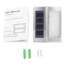 LED Solar Stair Light Outdoor Stainless Steel Solar Wall Lamp Energy Saving Solar Powered Light For Deck Garden Pathway Garden Intelligent Lighting