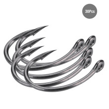 30 Stück scharfe Carbonstahl-Fischhaken 6# für Meeresangeln