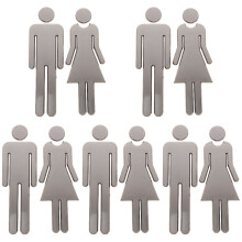 5Paires Signes Adhésifs Wc Acier Satiné Argent Pour Hommes Et