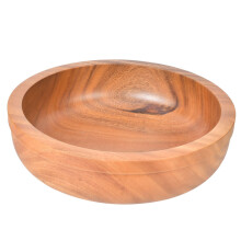 Natural Wooden Fruit Bowl Multi Function Vintage Decorative Acacia Wood Snack Bowl Hand Crafted With Smooth Rim For Home And Events