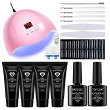 DIY Nail Kit With Uv Lamp For Salon Style Manicures High Quality Poly Gel Set With Mirror Finish Long Lasting Up To20Days Suitable For Beginners