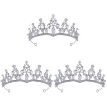3Pcs Rhinestone Bridal Tiara Silver Crown Headpiece for Wedding Events