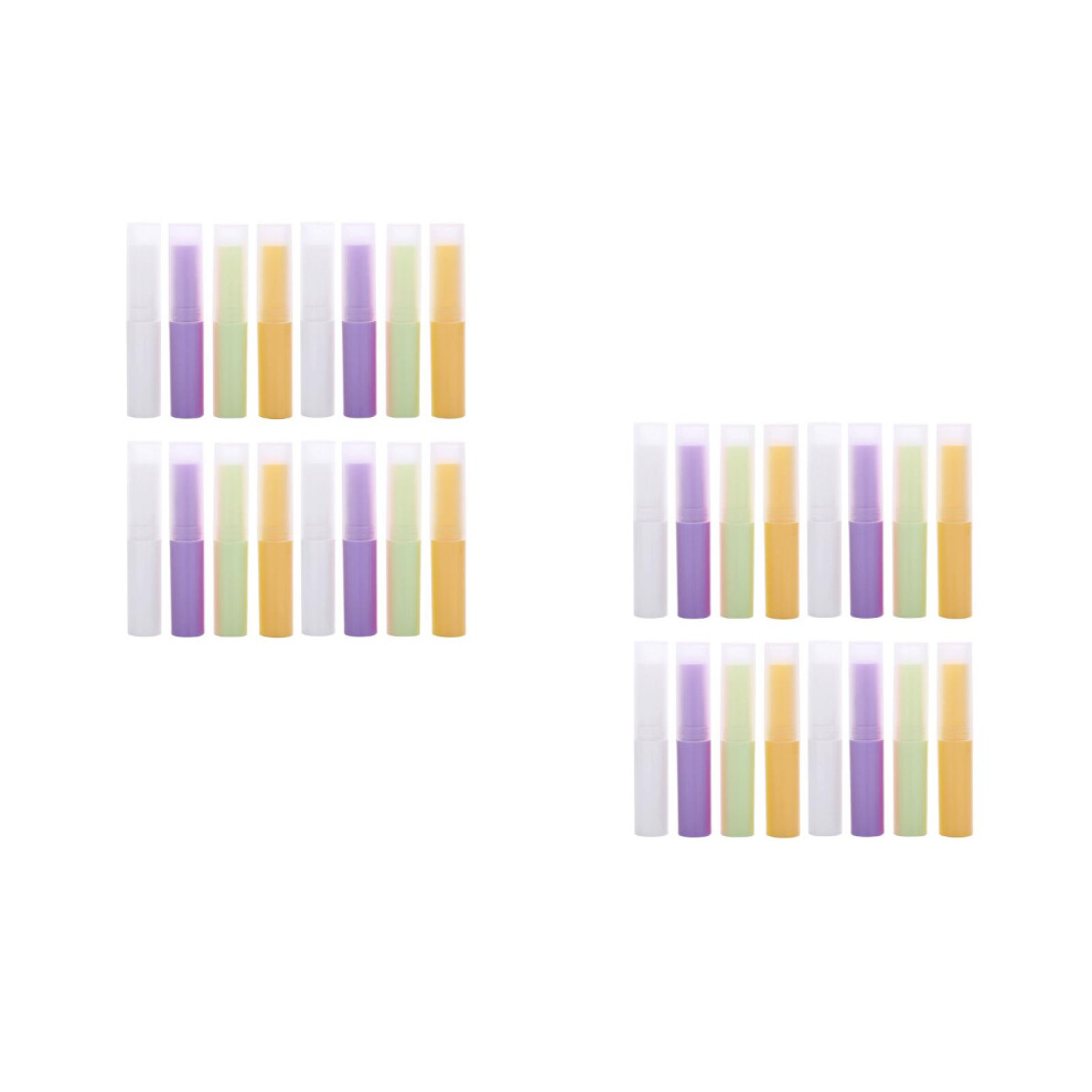 Vaguelly 32Pcs Lip Balm Tubes Assorted Colors Plastic Diy Lip Gloss Containers