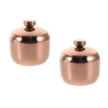 2Pcs Metal Kitchen Spice Containers Rose Gold Stainless Steel Jars