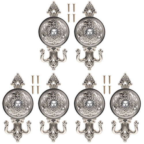 6Pcs Silver Alloy Curtain Pothooks Decorative Hooks for Home Use