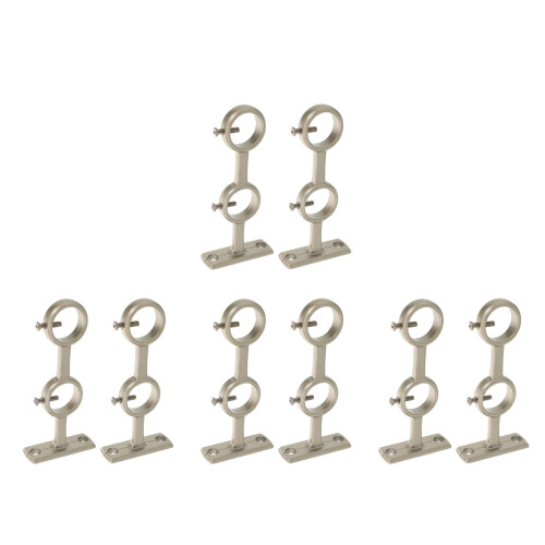 8Pcs Silver Double Alloy Curtain Rod Brackets Sturdy Ceiling Holders